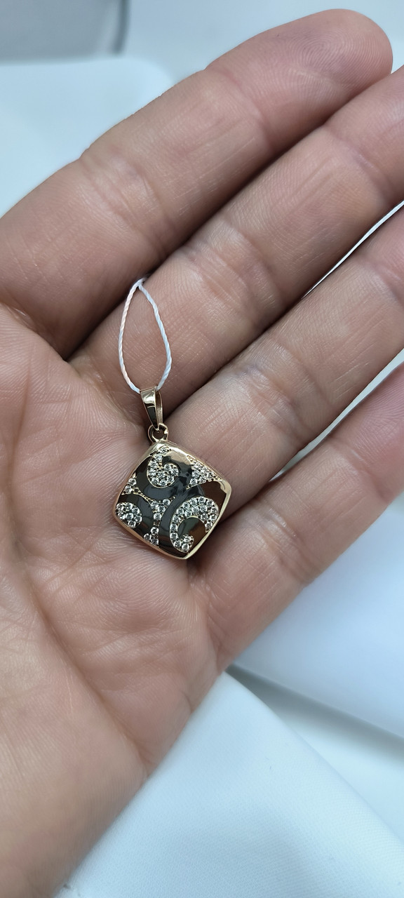 Золотий підвіс в червоному золоті 585 проби з вставкою цирконію - Зображення 3