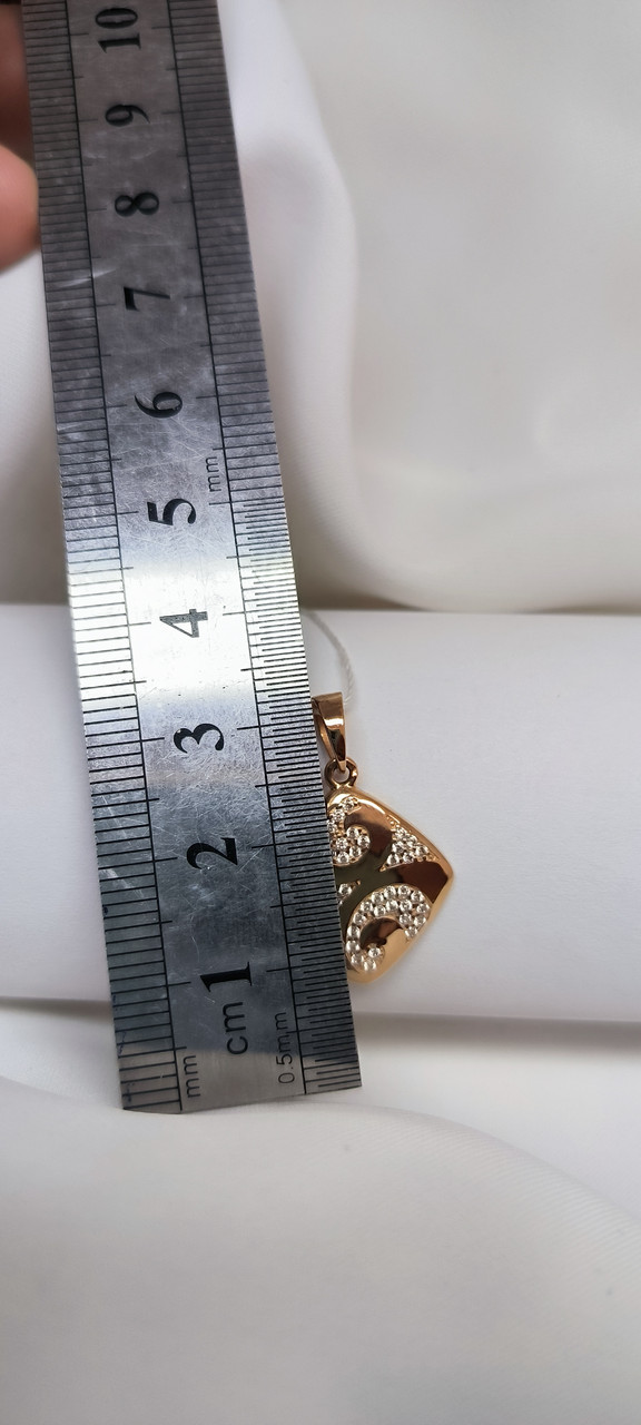 Золотий підвіс в червоному золоті 585 проби з вставкою цирконію - Зображення 4