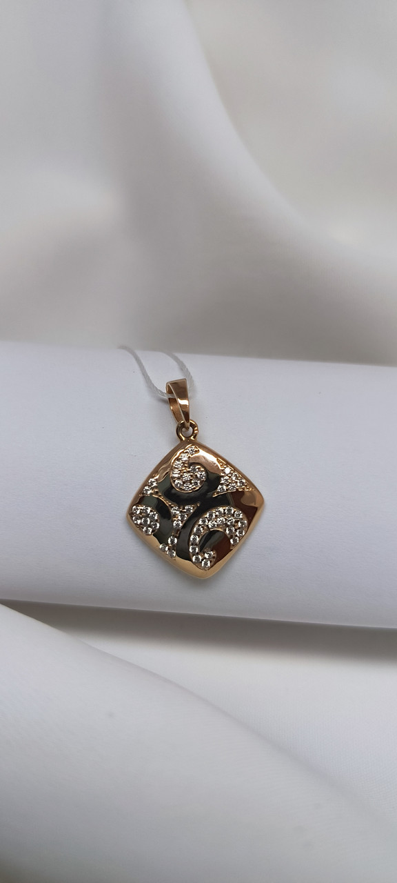 Золотий підвіс в червоному золоті 585 проби з вставкою цирконію - Зображення 2