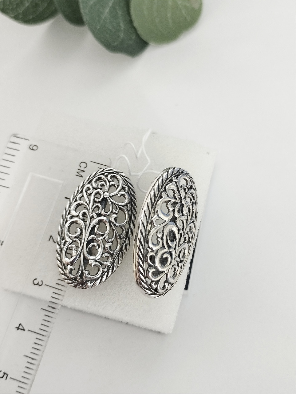 Срібні сережки 925 проби, срібні сережки без вставок, масивні прикраси - Зображення 2