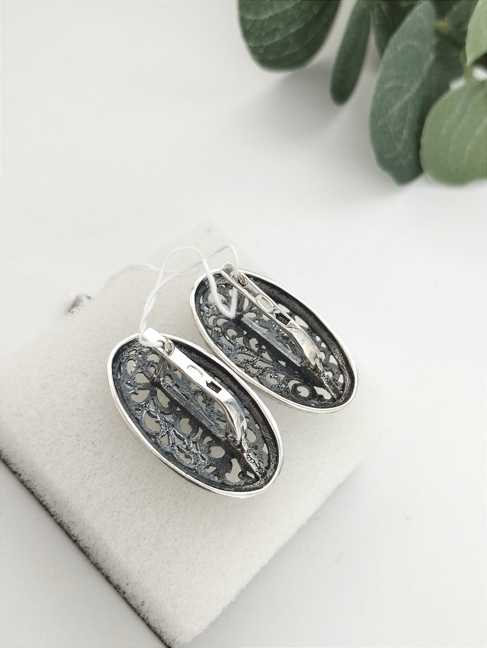 Срібні сережки 925 проби, срібні сережки без вставок, масивні прикраси - Зображення 4