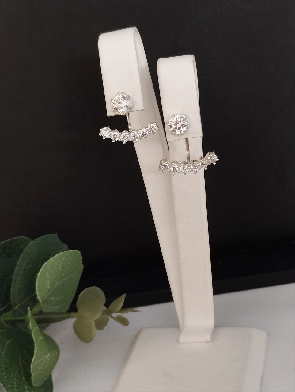 Срібні сережки з цирконієм - Зображення 2