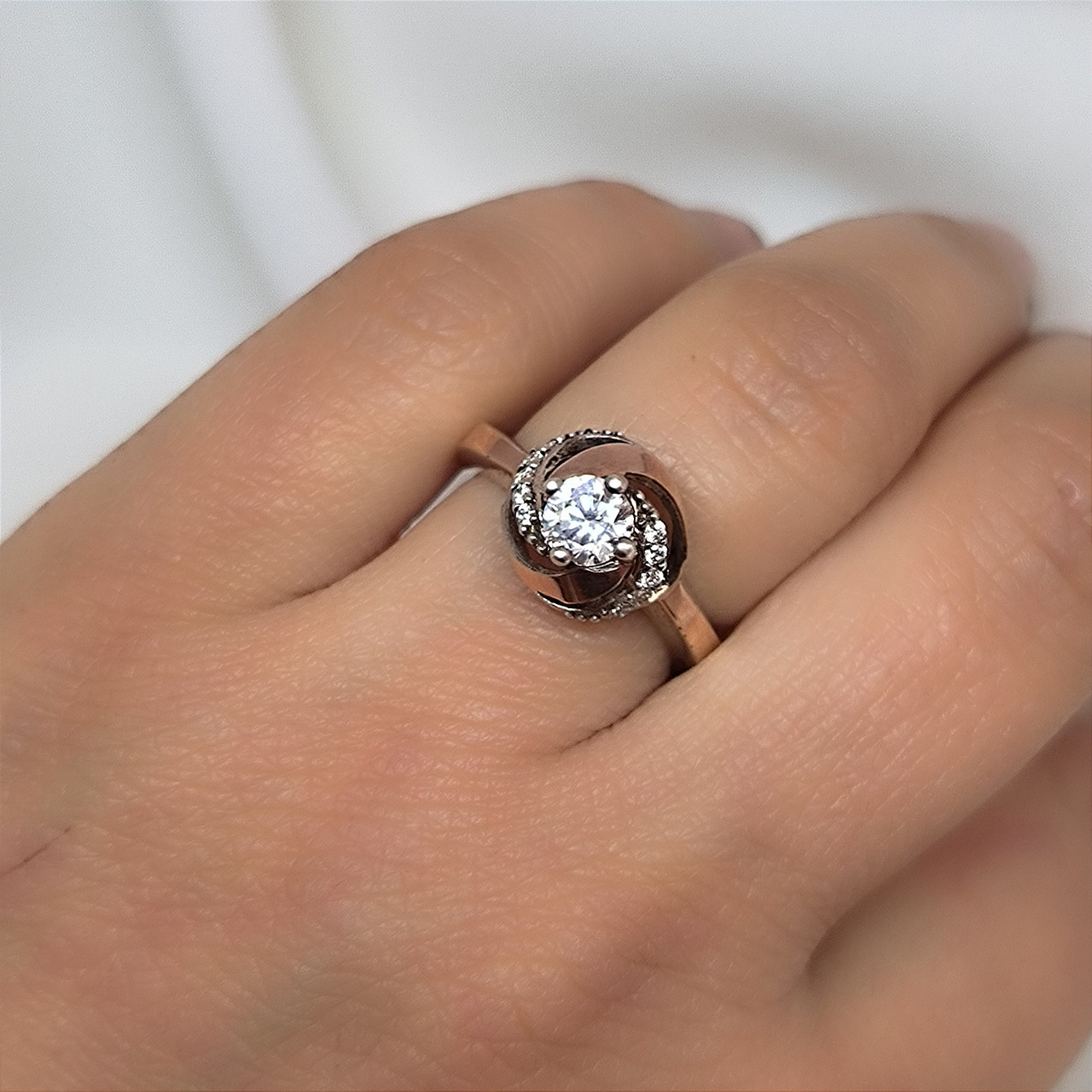 Срібне кільце 925 проби з золотими вставками 375 проби. - Зображення 3