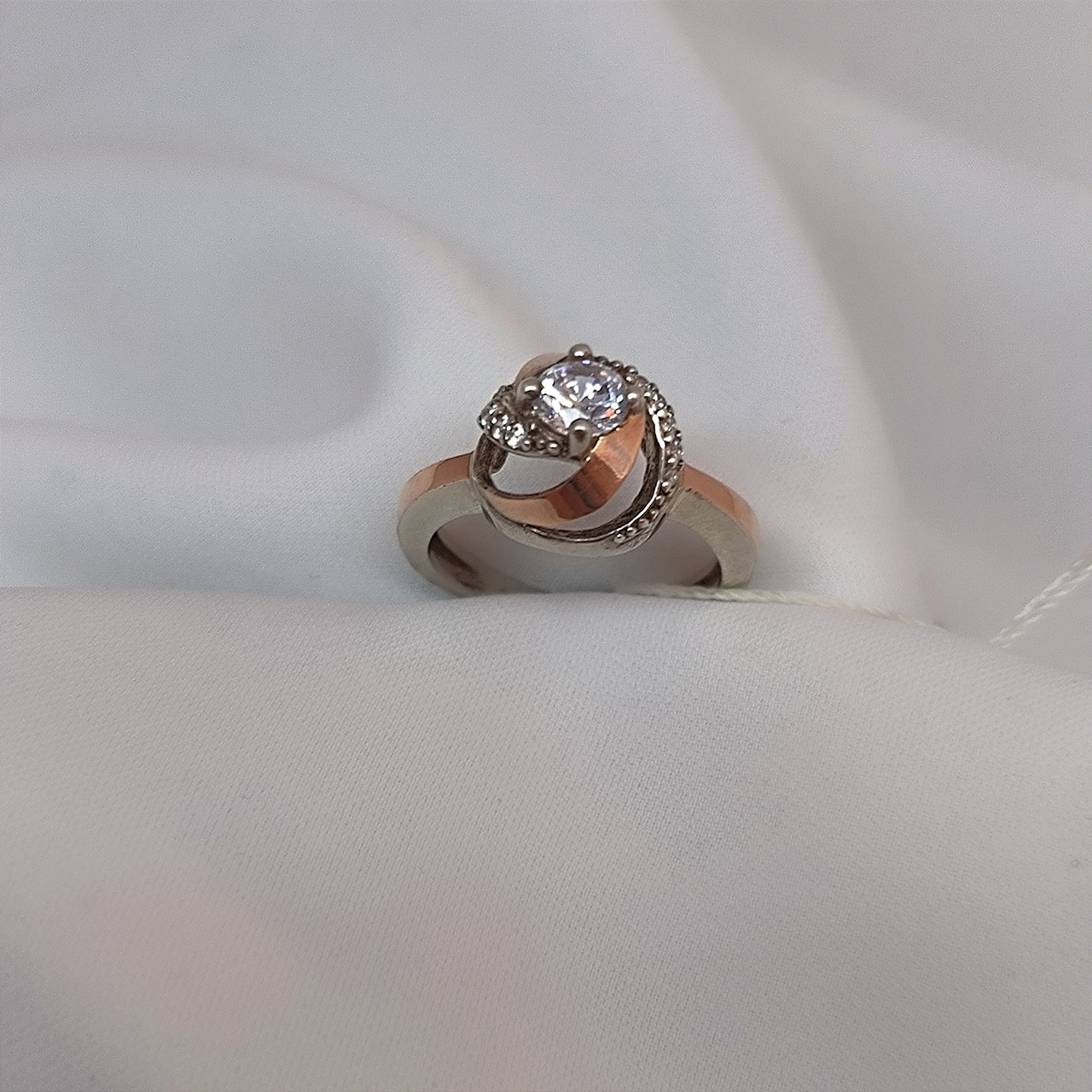 Срібне кільце 925 проби з золотими вставками 375 проби. - Зображення 2