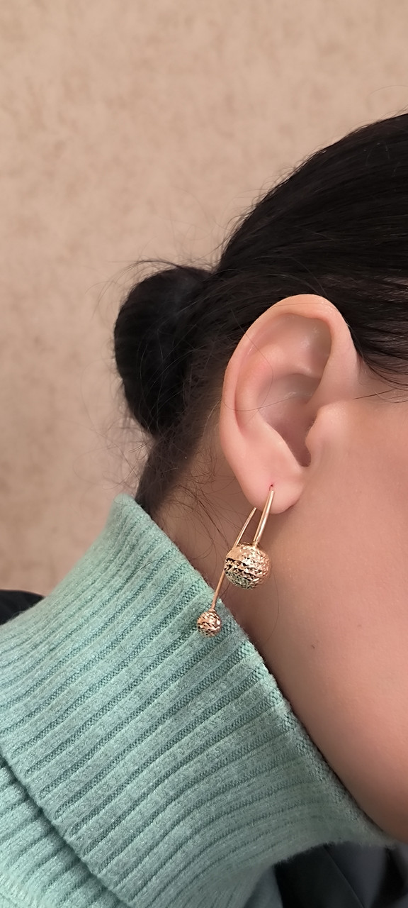 Золоті сережки з червоного золота 585 проби - Зображення 3