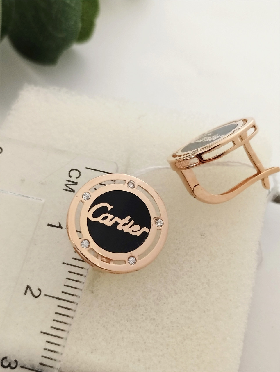 Золоті сережки з емаллю та Цирконієм - Зображення 2