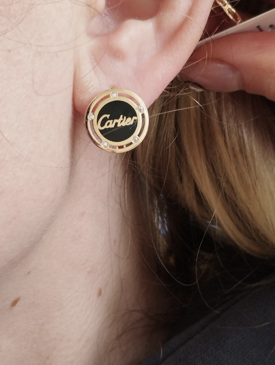 Золоті сережки з емаллю та Цирконієм - Зображення 3