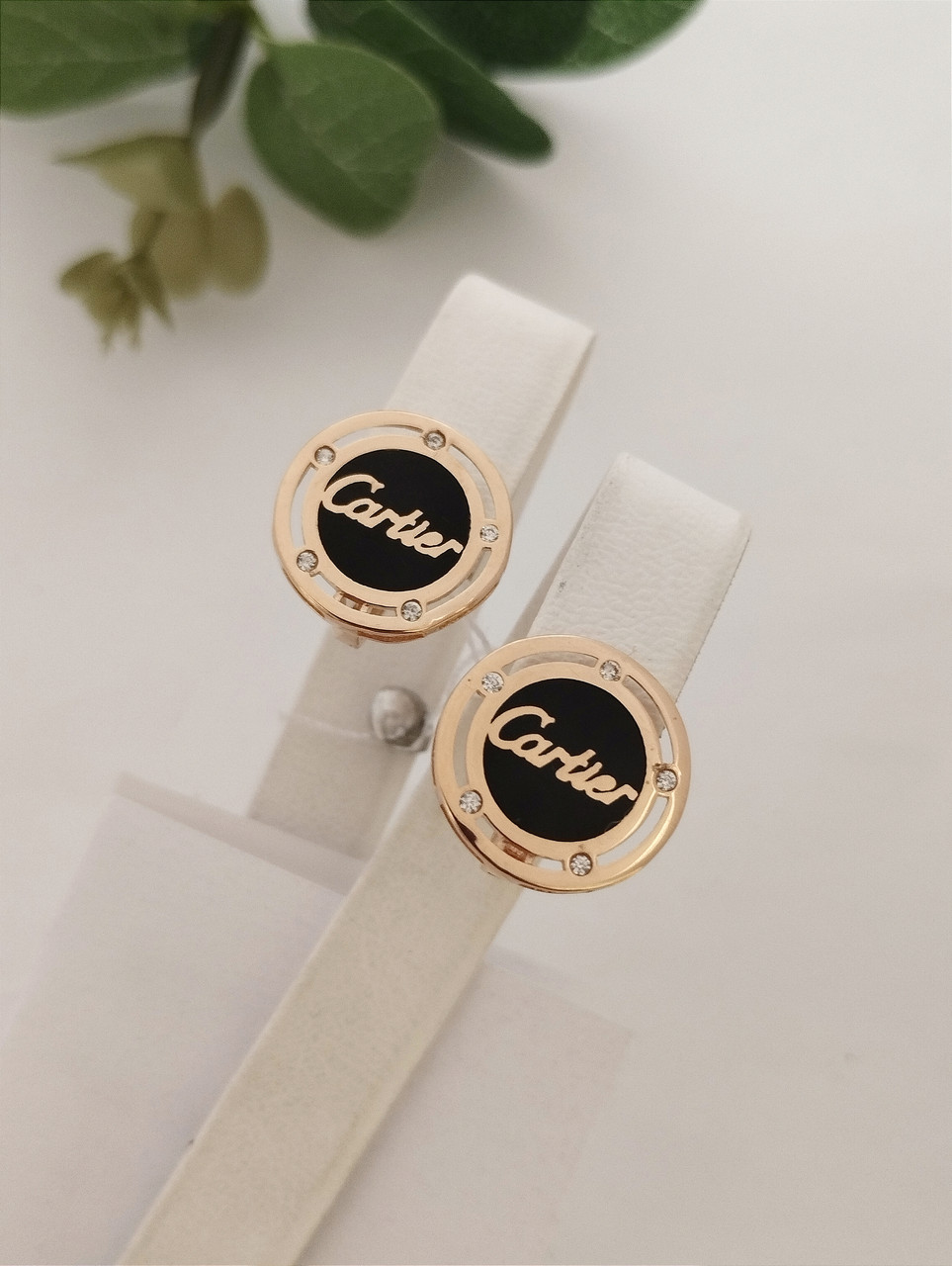 Золоті сережки з емаллю та Цирконієм