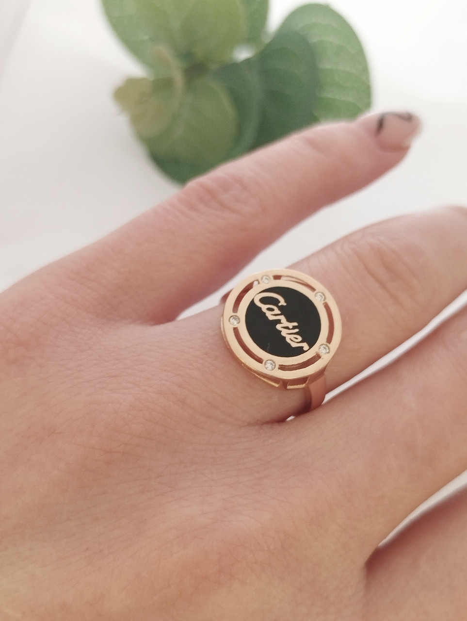 Золота каблучка з емаллю та Цирконієм - Зображення 2