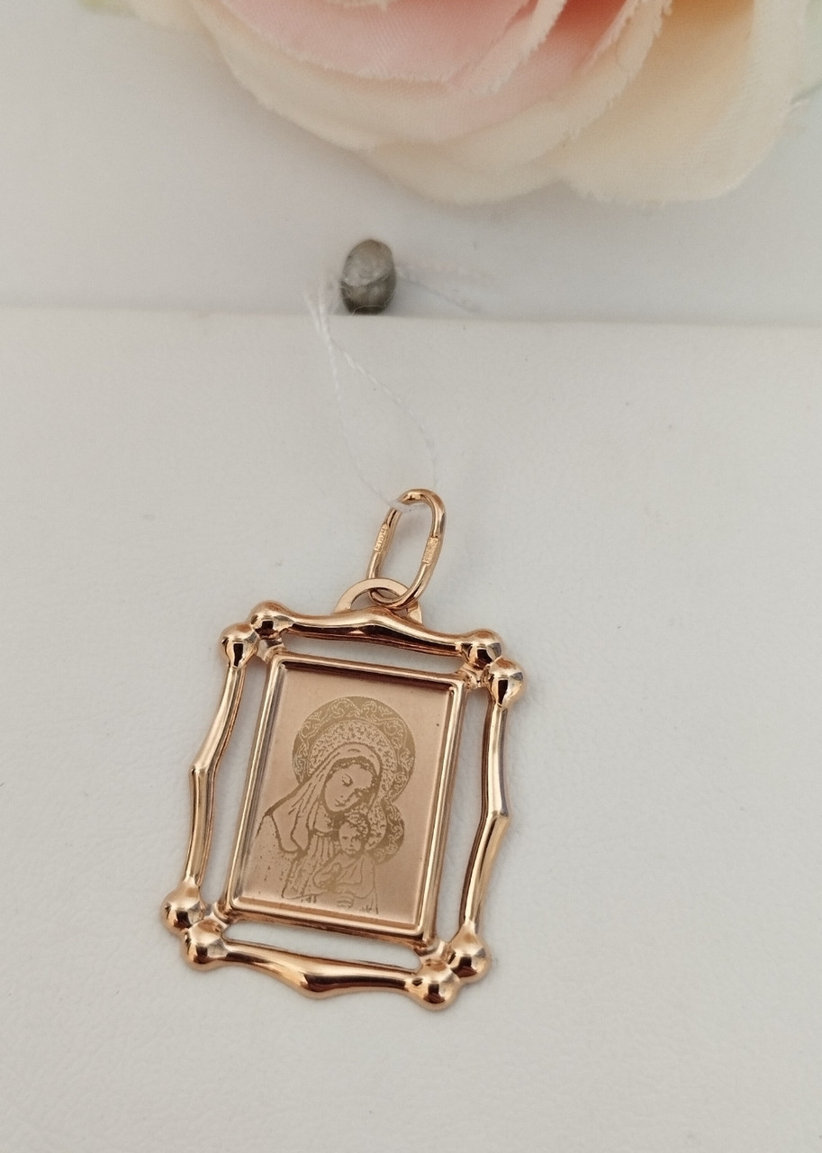 Золота ікона з лазерним гравіюванням в червоному золоті 585 проби - Зображення 2