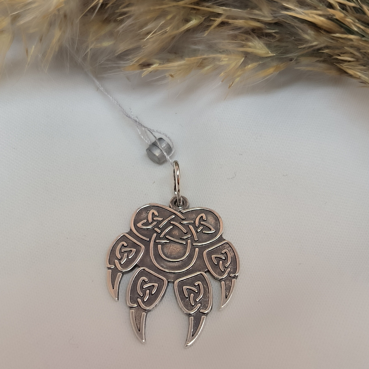 Срібний амулет 925 проби " Печать Велеса лапа вовка " - Зображення 2