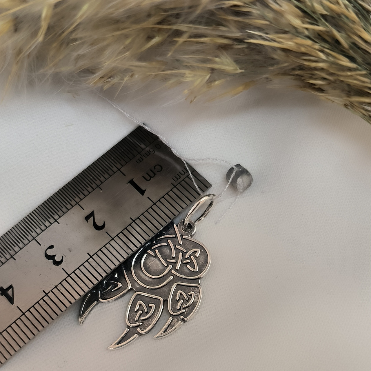 Срібний амулет 925 проби " Печать Велеса лапа вовка " - Зображення 3