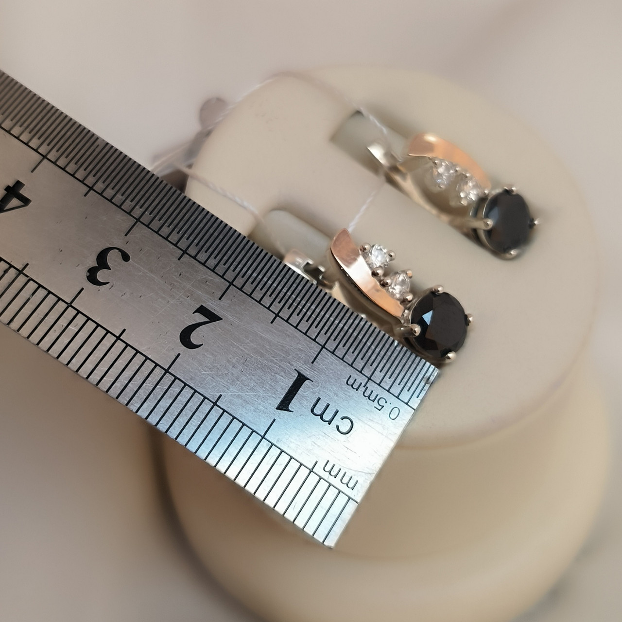 Срібні сережки 925 проби із вставками золота. - Зображення 3