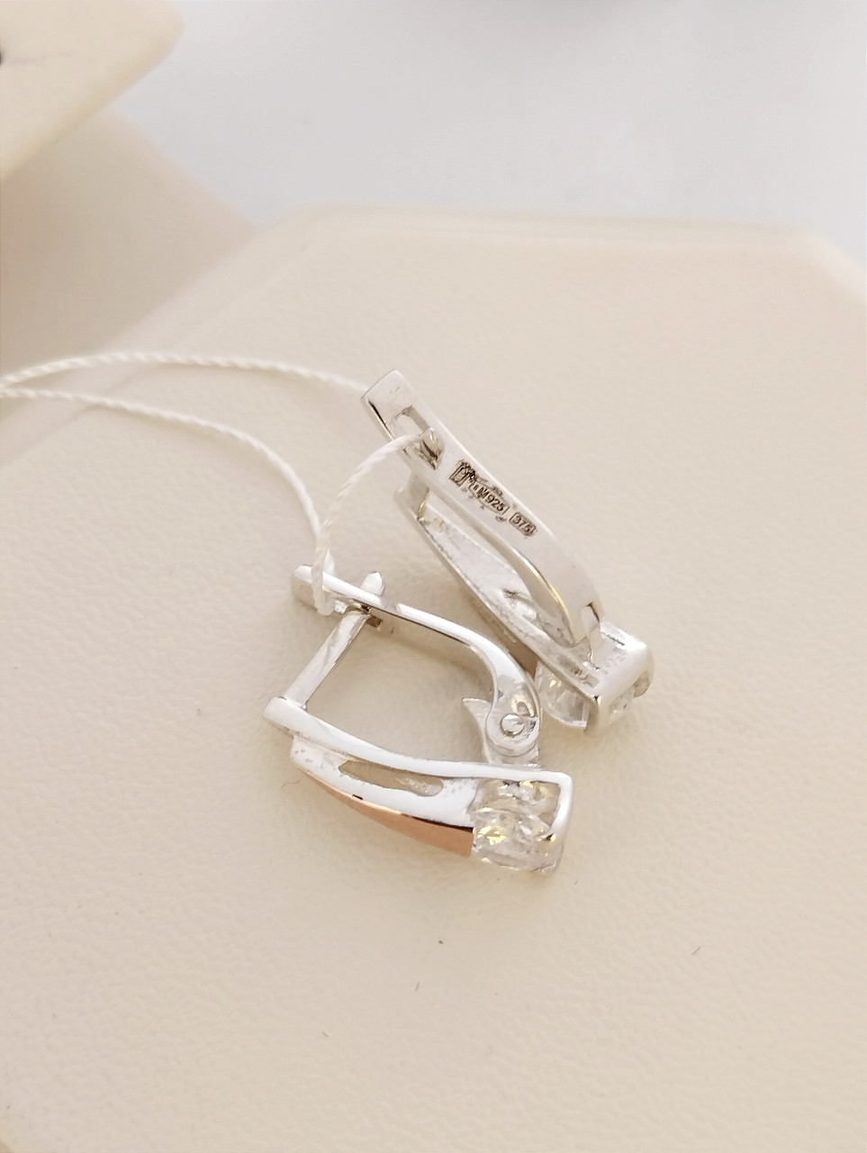 Срібні сережки з золотими вставками - Зображення 3