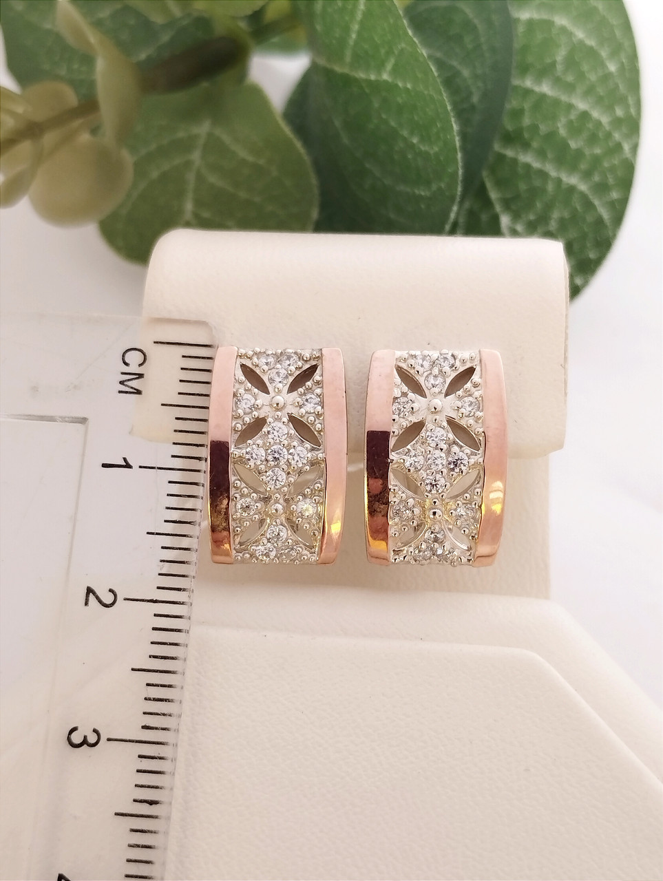 Срібні сережки з золотими пластинами - Зображення 2