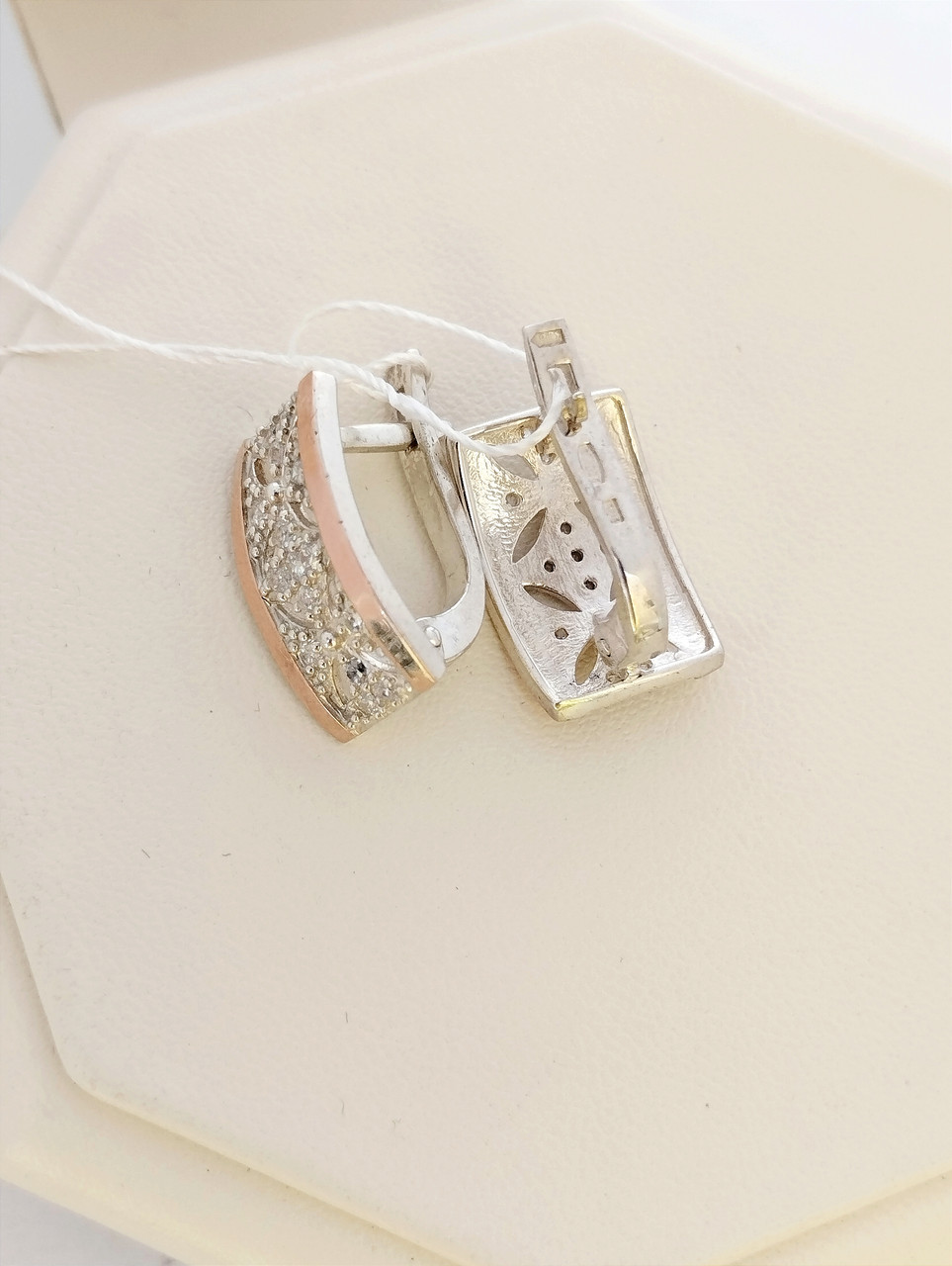 Срібні сережки з золотими пластинами - Зображення 3