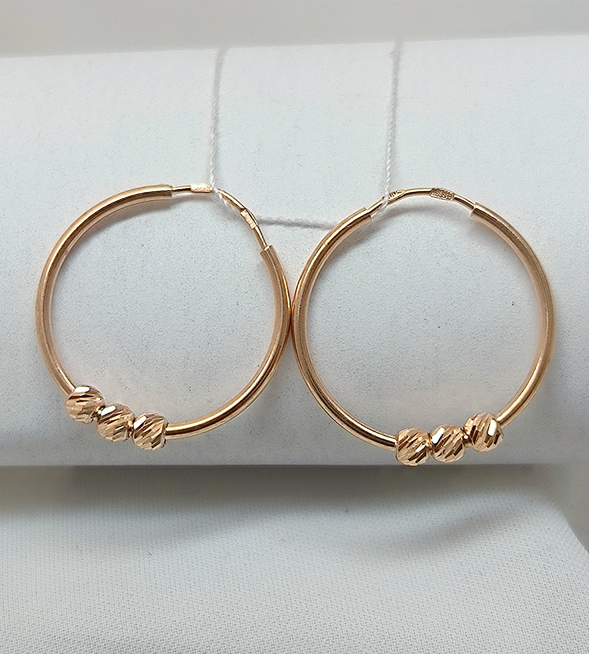 Золоті сережки з червоного золота 585 проби - Зображення 3