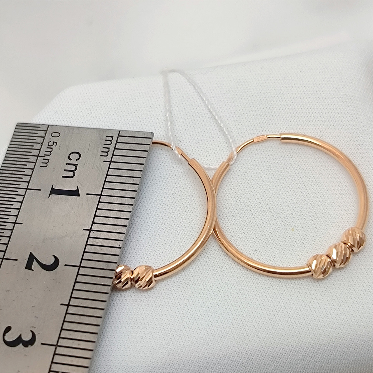 Золоті сережки з червоного золота 585 проби - Зображення 4