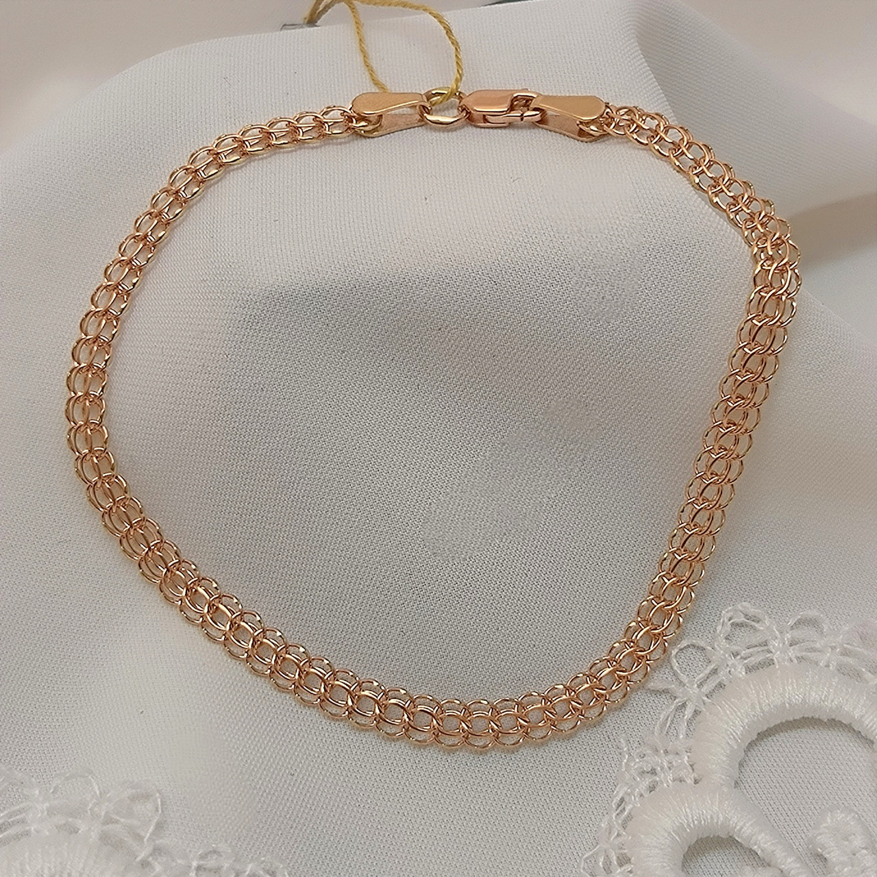 Золотий браслет 585 проби, золотий браслет кардинал, браслет на руку з червоного золота