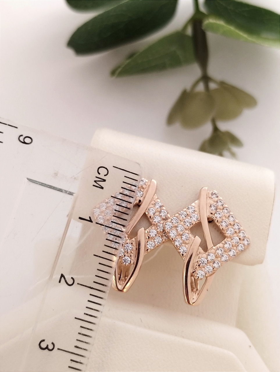 Золоті сережки з цирконієм - Зображення 2