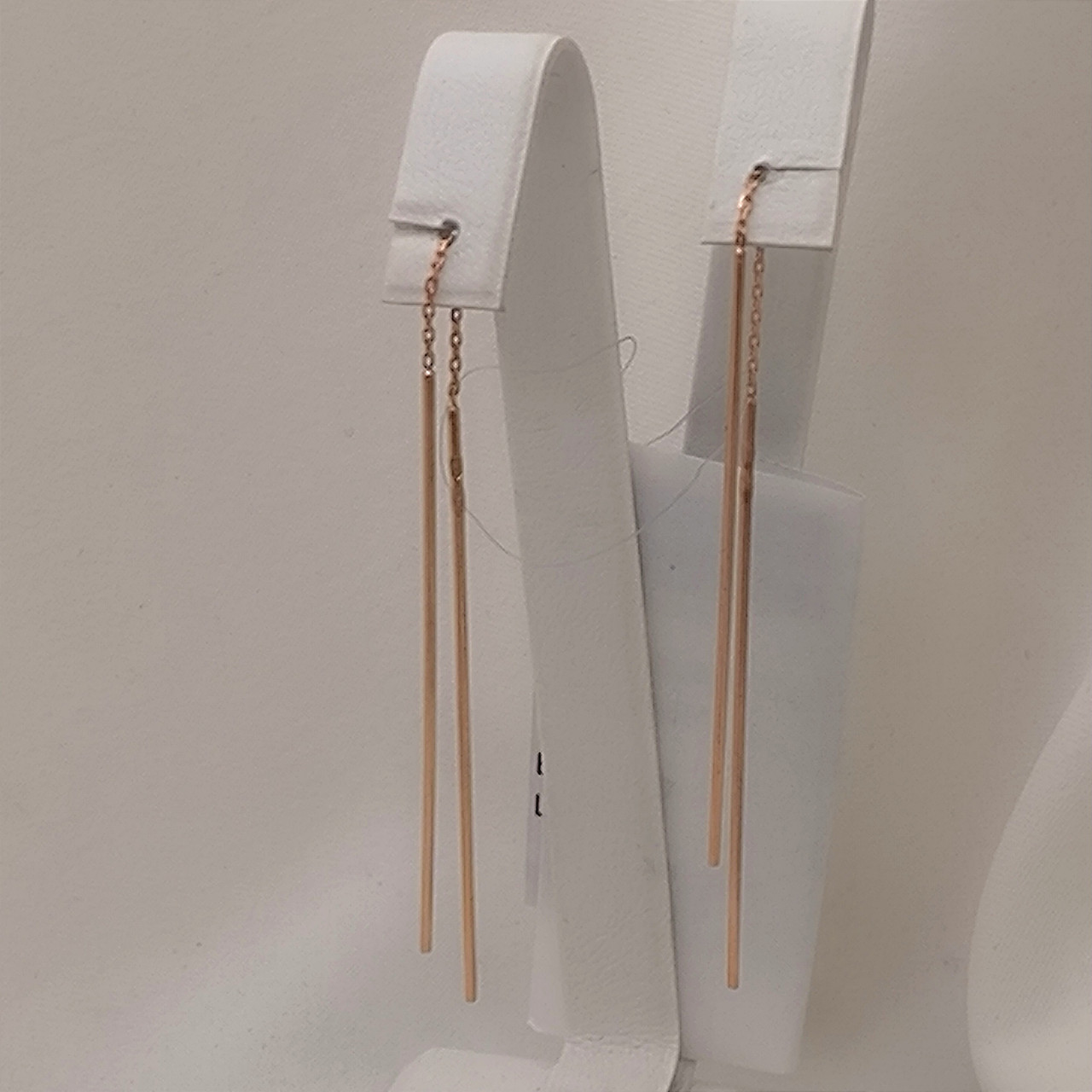 Золоті сережки протяжки в червоному золоті 585 проби - Зображення 2