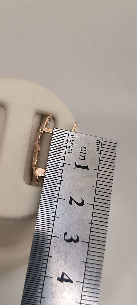 Золоті сережки в червоному золоті на англійському замку сережки з фіанітами золоті кульчіки - Зображення 4