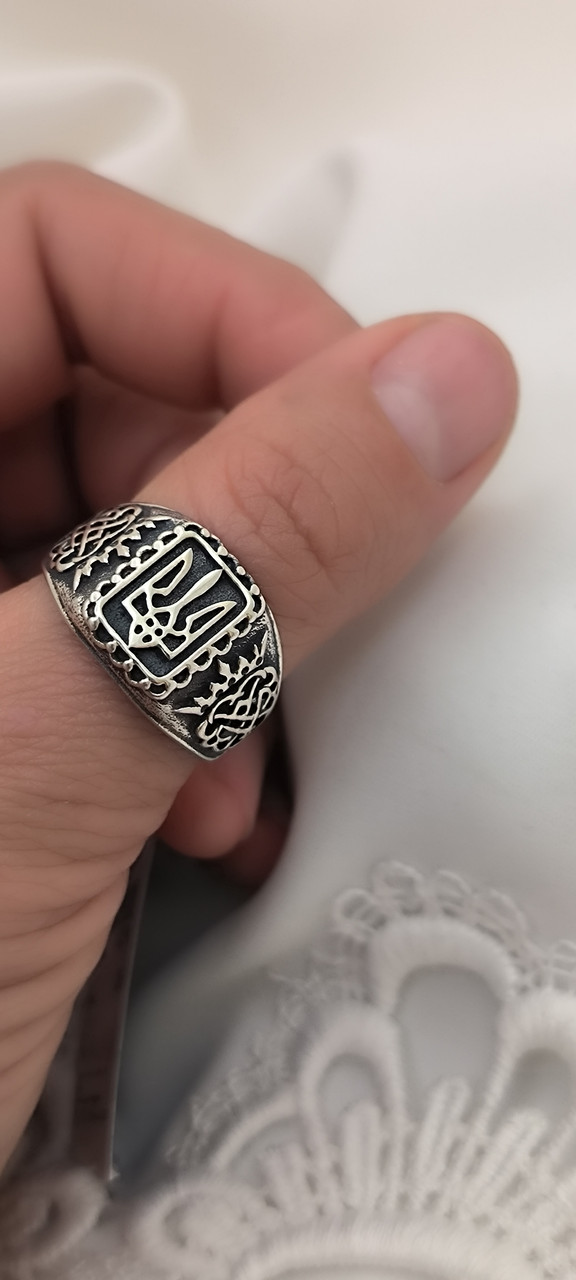 Срібний патріотичний перстень 925 проби - Зображення 2