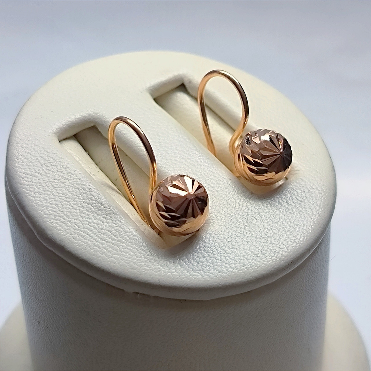 Золоті сережки з червоного золота 585 проби - Зображення 4