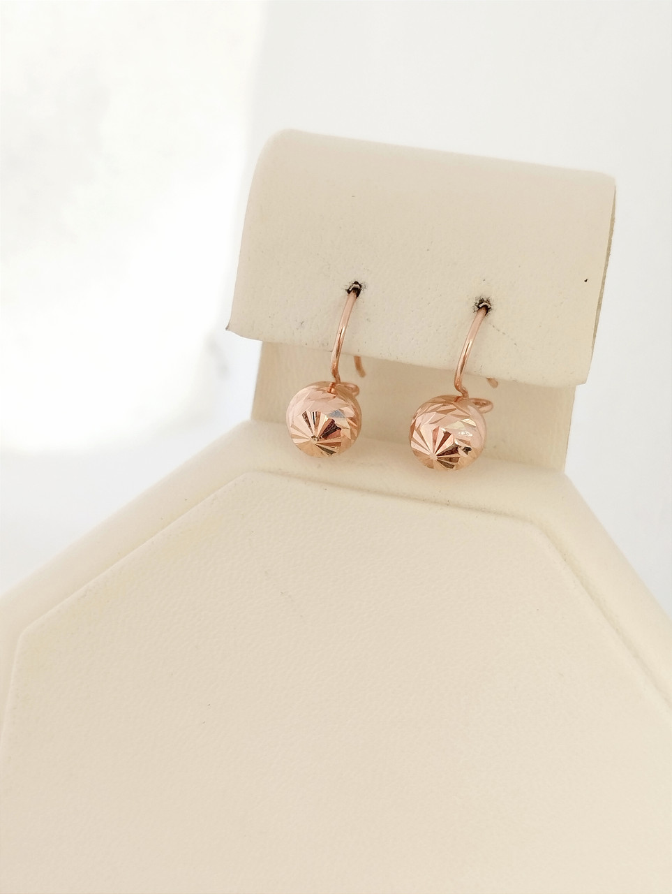 Золоті сережки з червоного золота 585 проби - Зображення 3