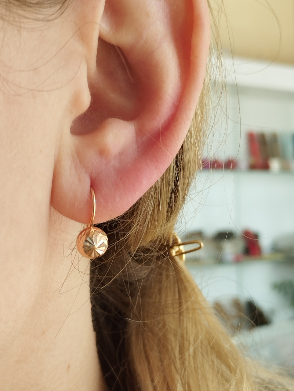 Золоті сережки з червоного золота 585 проби - Зображення 7