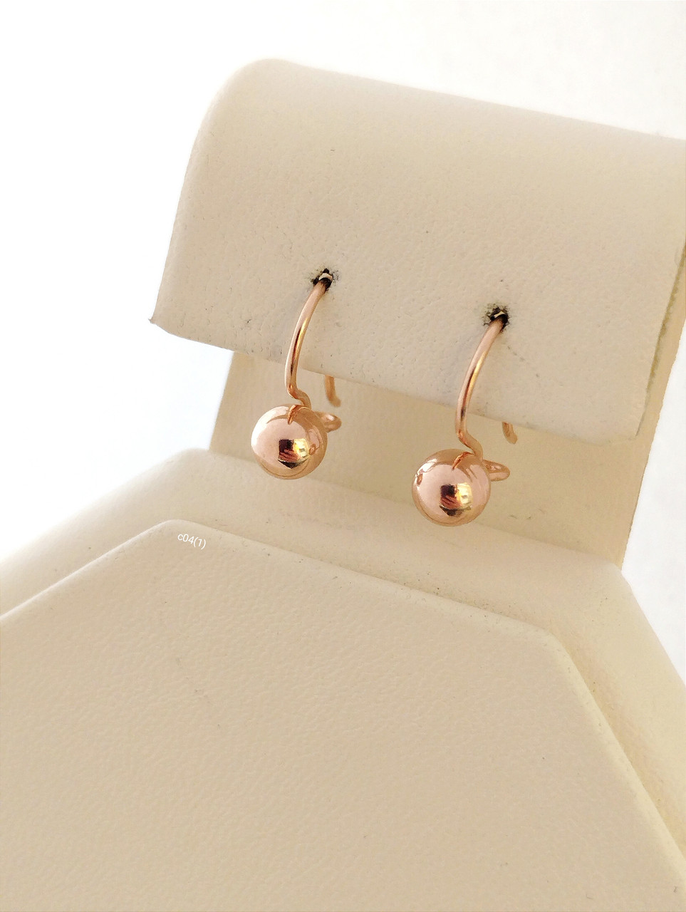 Золоті сережки з червоного золота 585 проби, золоті сережки недорого - Зображення 2