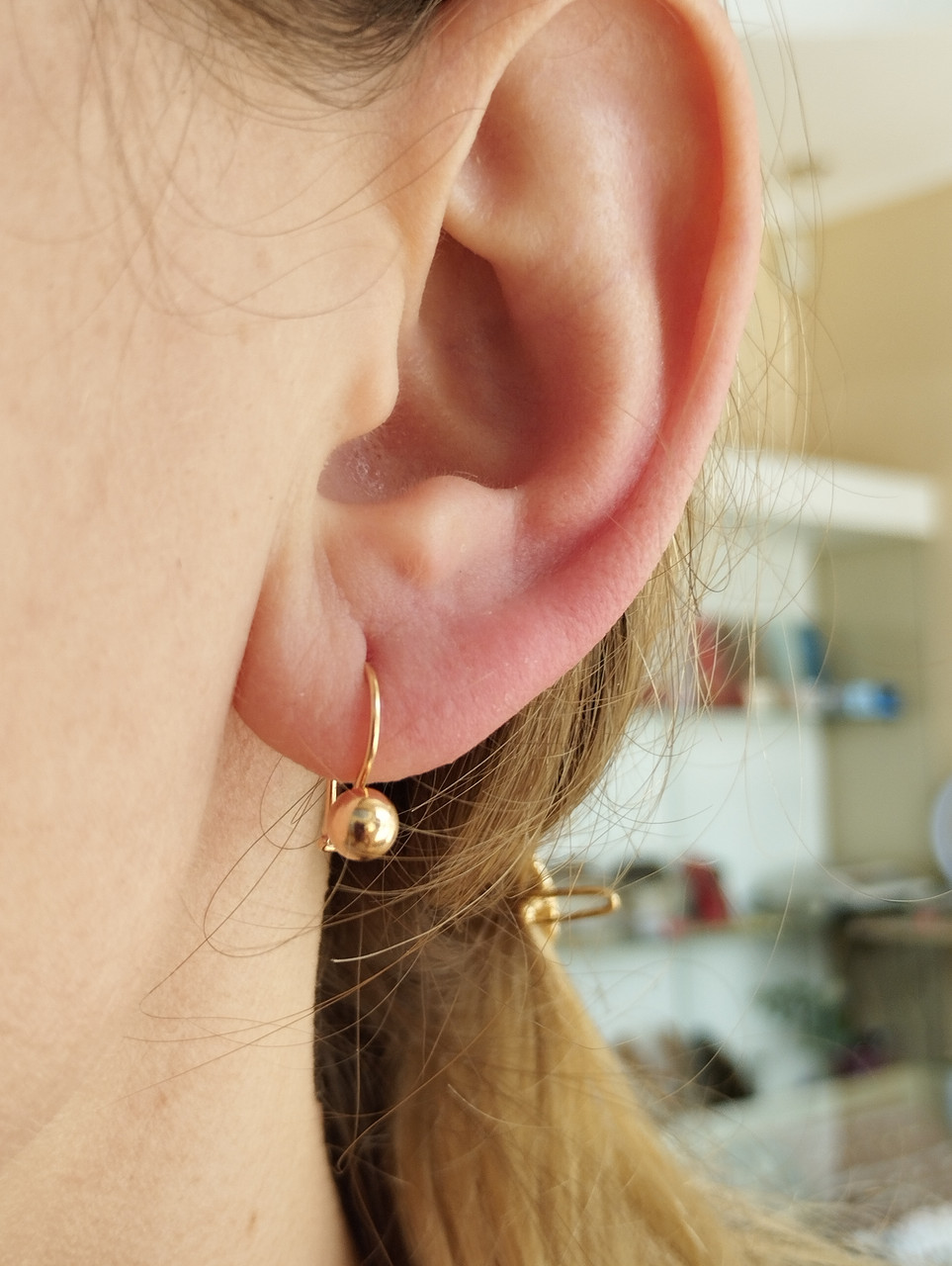 Золоті сережки з червоного золота 585 проби, золоті сережки недорого - Зображення 4