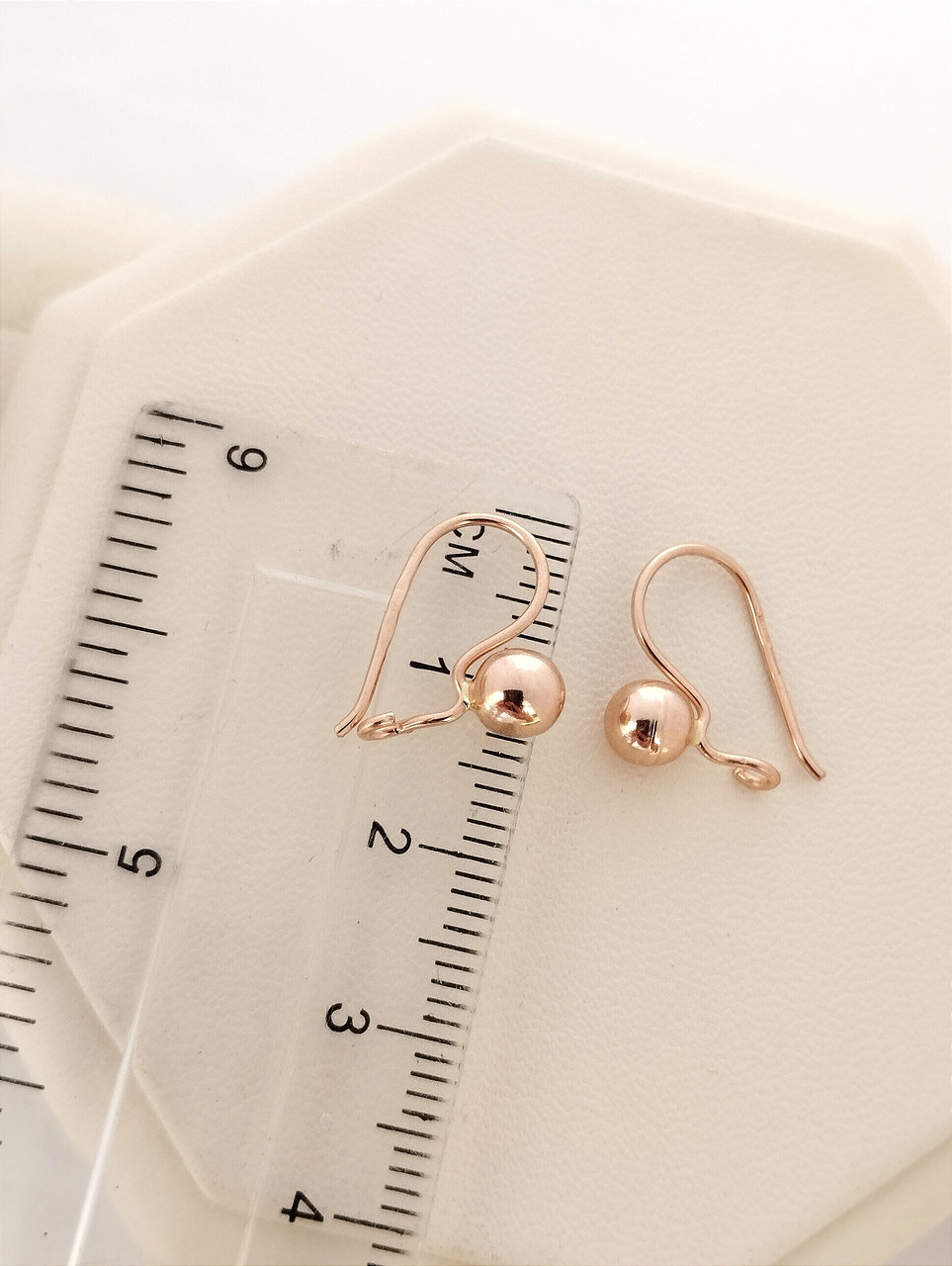 Золоті сережки з червоного золота 585 проби, золоті сережки недорого - Зображення 3