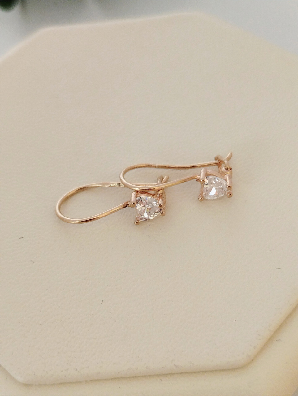 Золоті сережки з червоного золота з цирконієм - Зображення 4