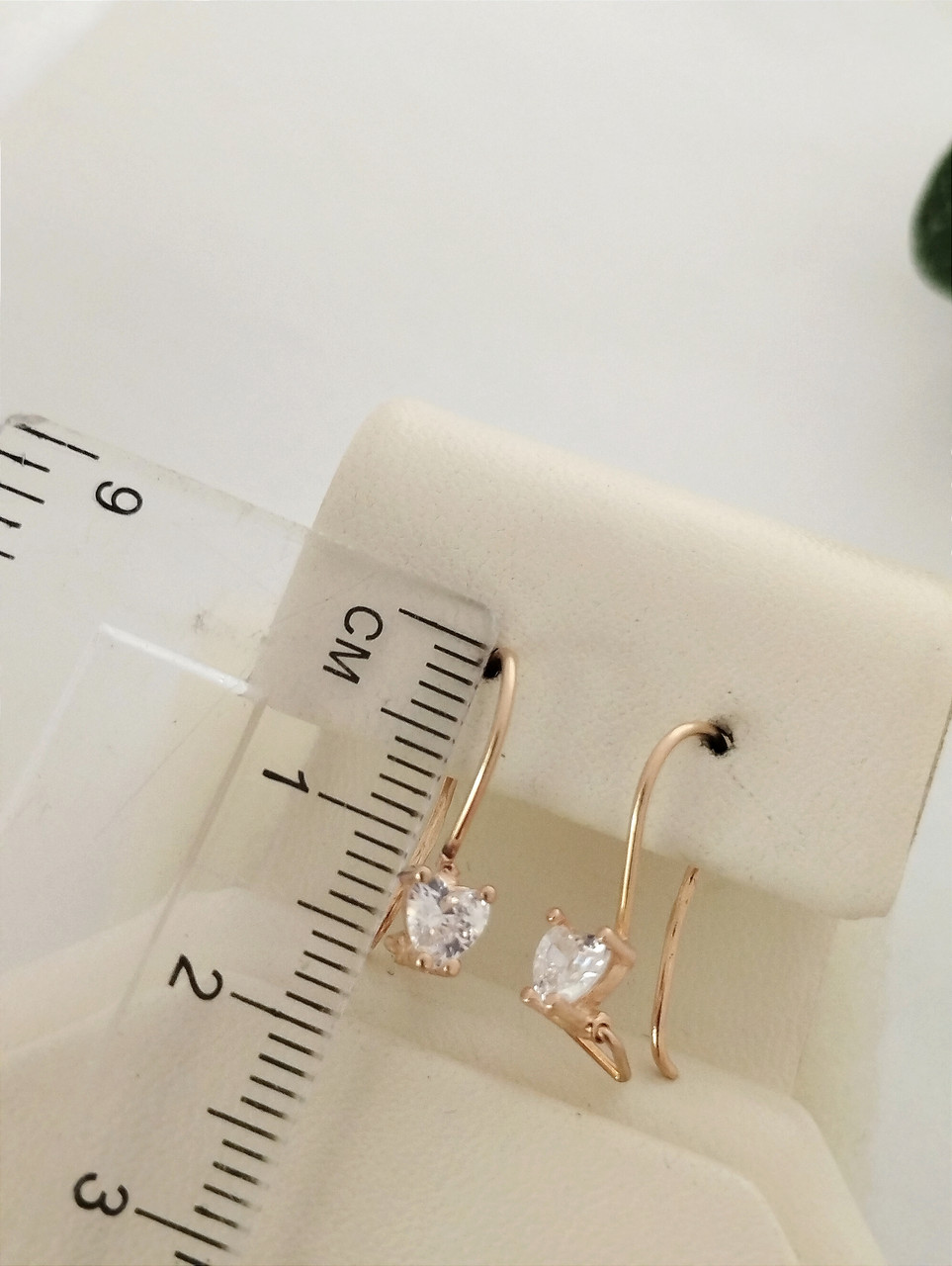 Золоті сережки з червоного золота з цирконієм - Зображення 3