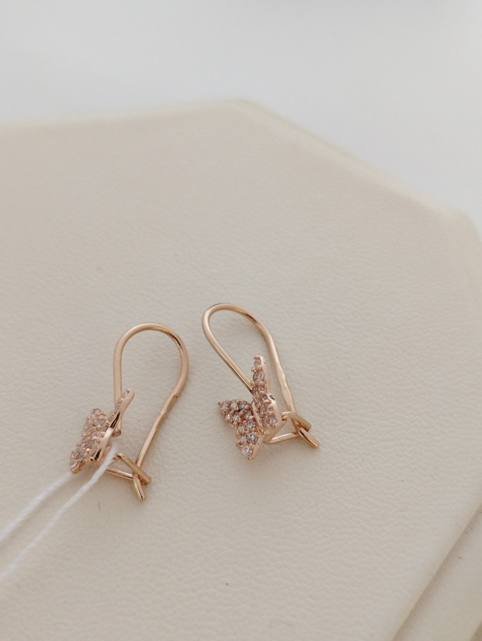 Золоті сережки метелики з червоного золота, золотые серьги бабочки - Зображення 4