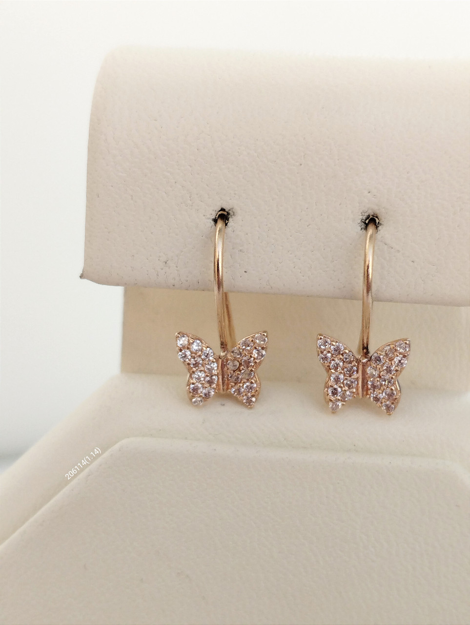 Золоті сережки метелики з червоного золота, золотые серьги бабочки - Зображення 2