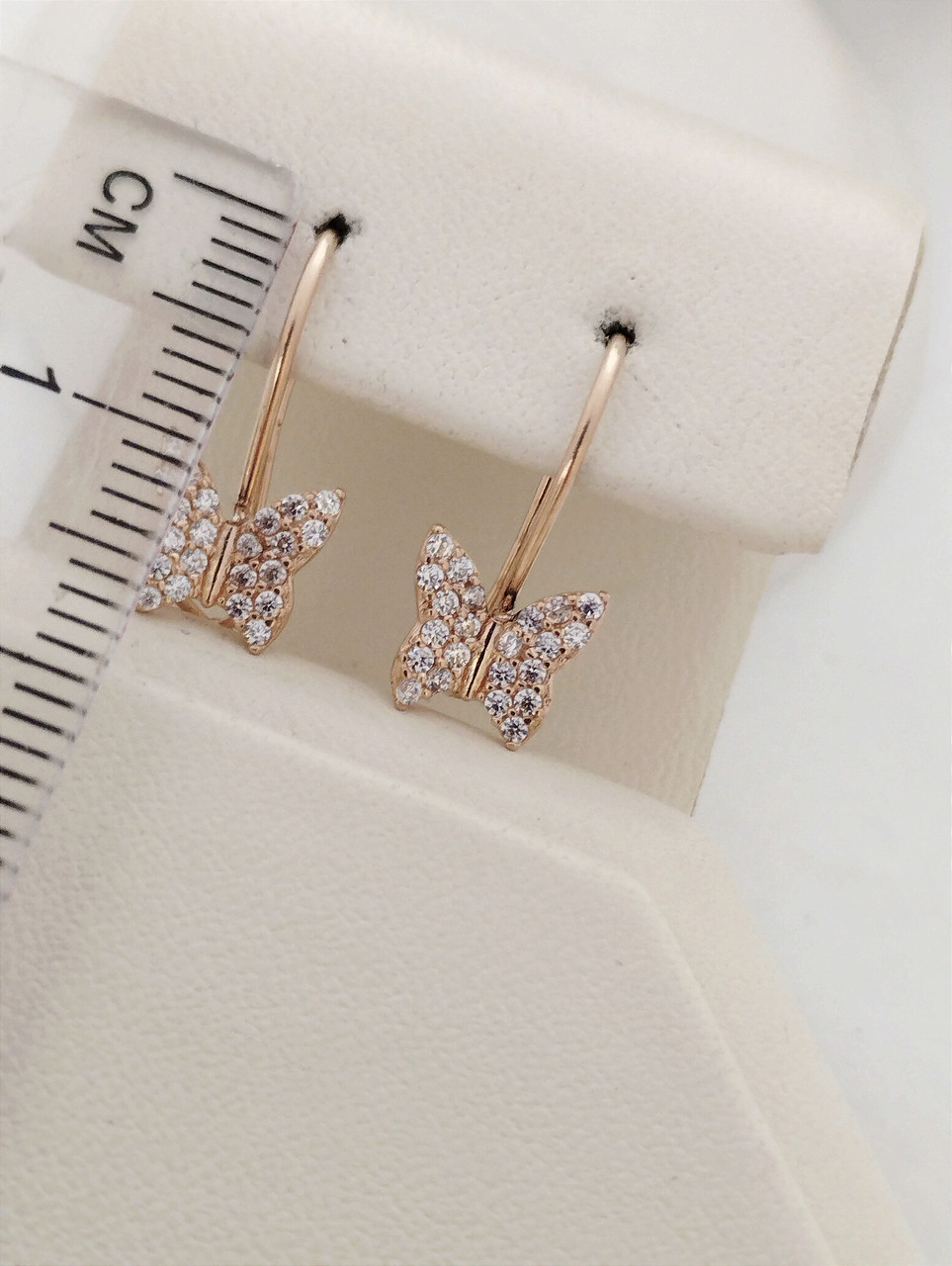 Золоті сережки метелики з червоного золота, золотые серьги бабочки - Зображення 3