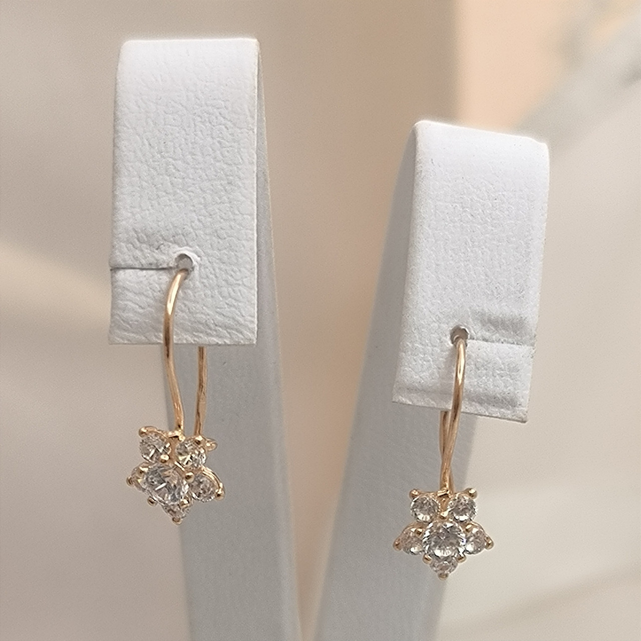 Золоті сережки квіточки з червоного золота з цирконієм