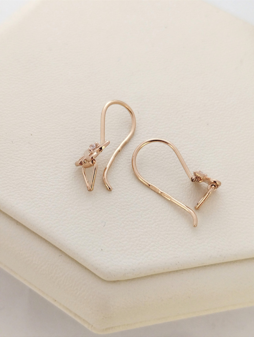 Золоті сережки метелики з червоного золота з цирконієм - Зображення 3