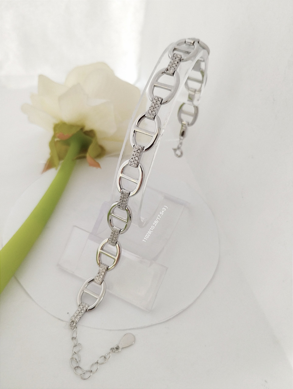 Срібний браслет з цирконієм