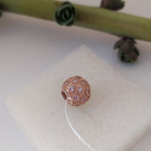 Золотий кулон шарм на браслет з червоного золота з цирконієм