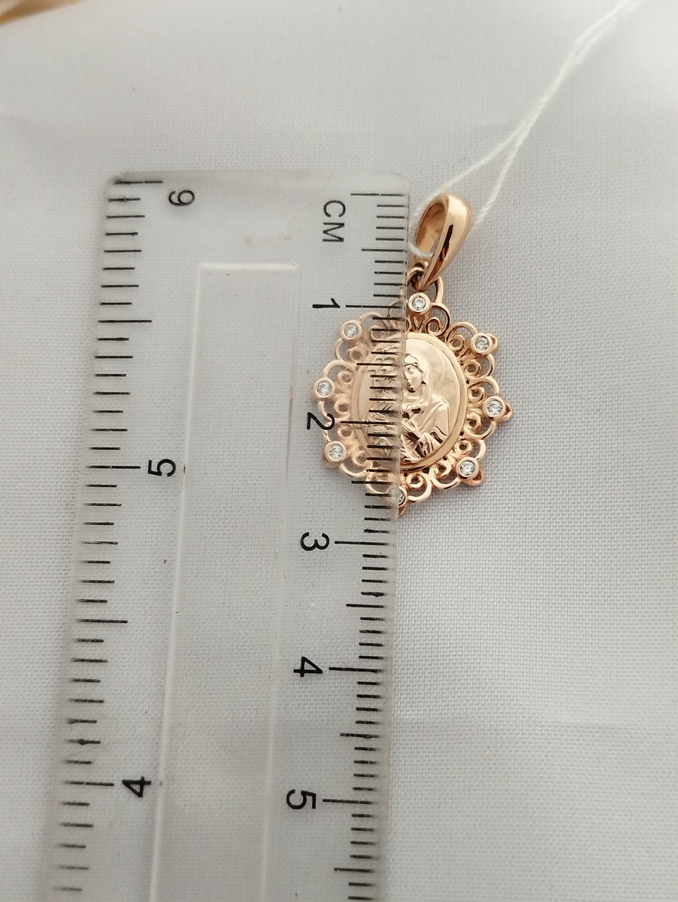 Золота ікона з червоного золота з цирконієм - Зображення 2