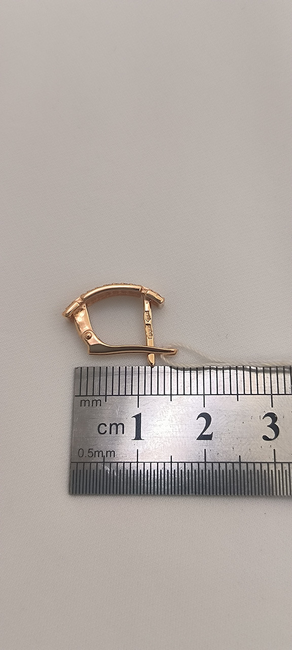 Золоті сережки в червоному золоті на англійському замку 585 проби - Зображення 3