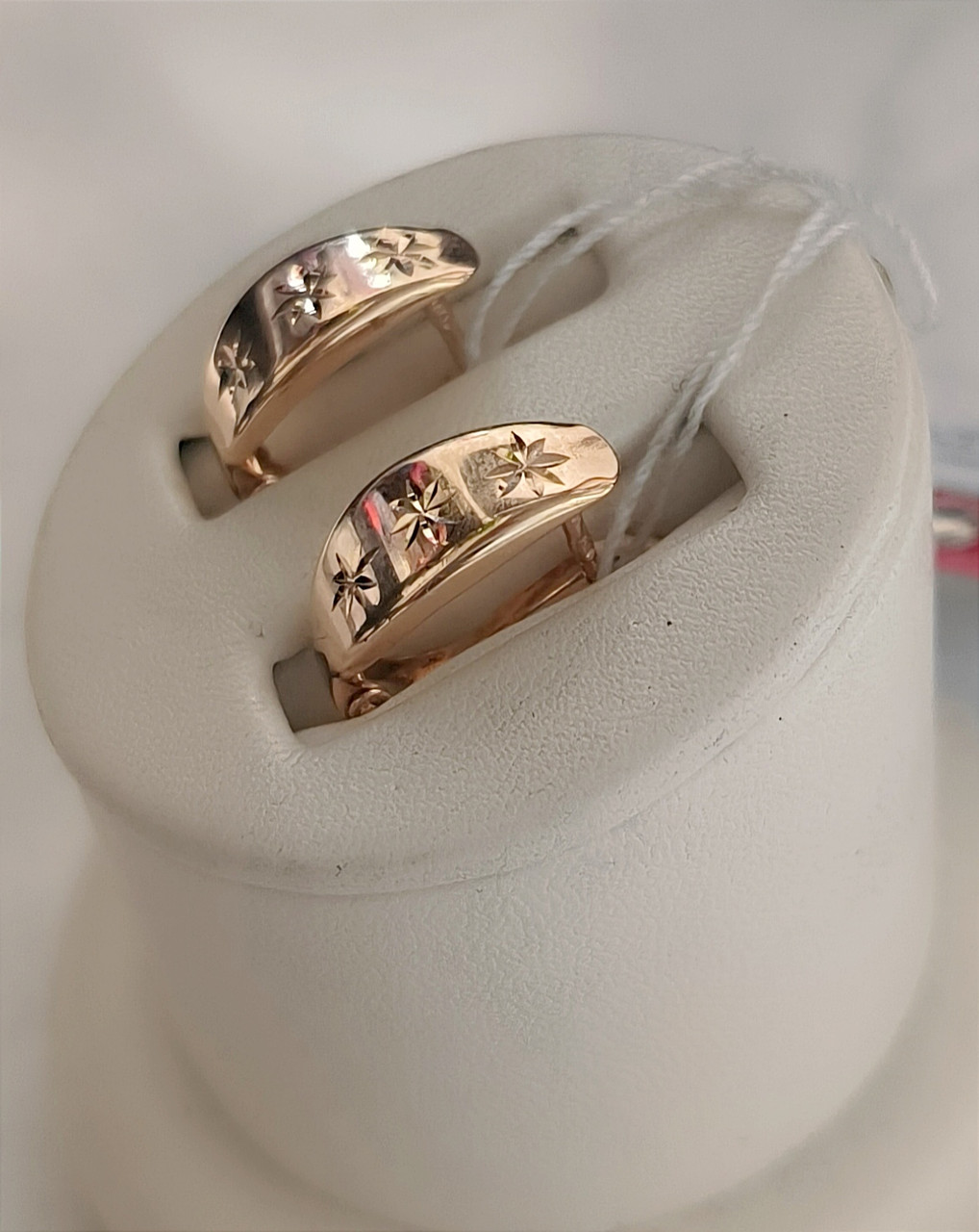 Золоті сережки в червоному золоті 585 проби - Зображення 2