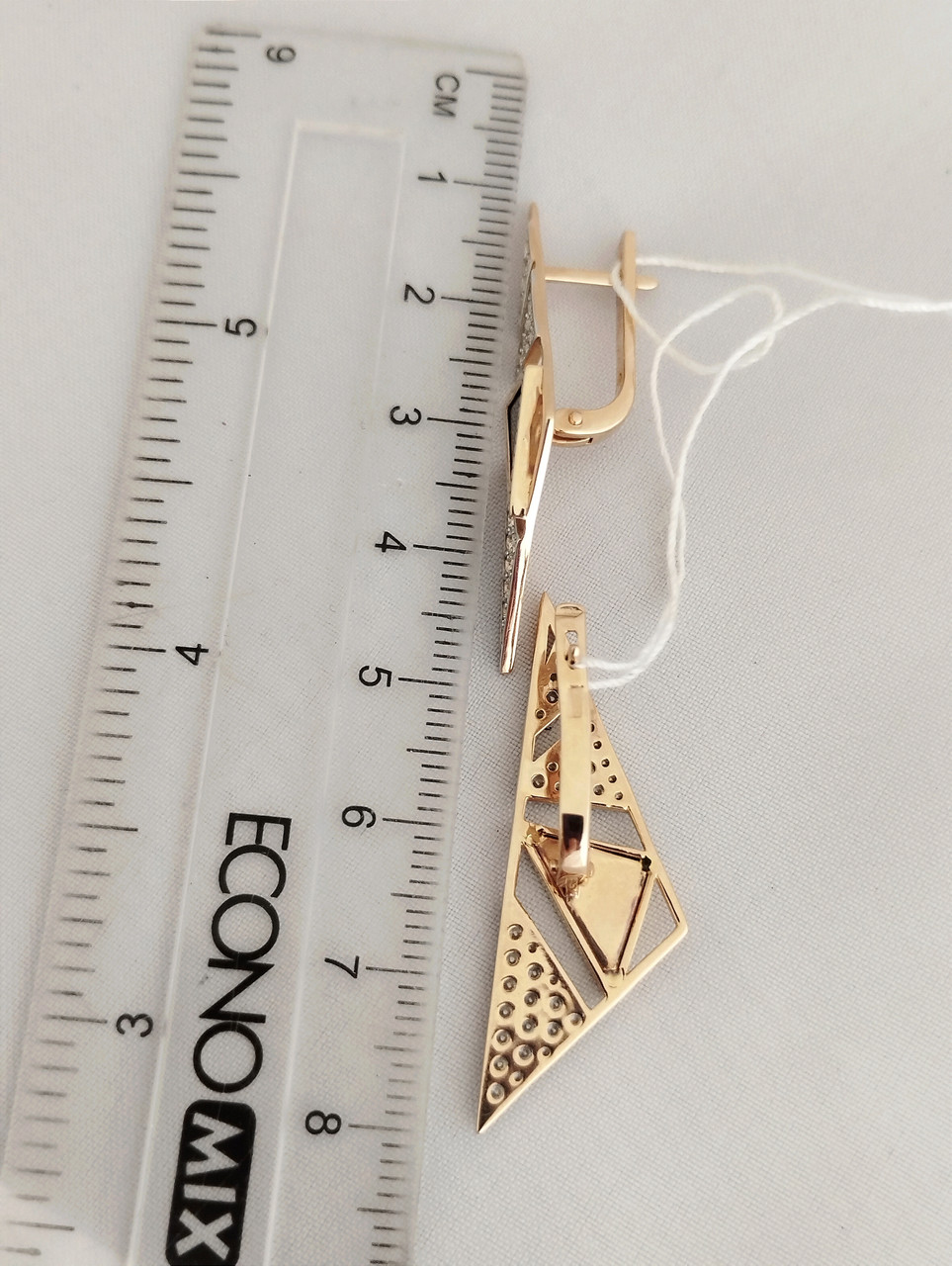 Золоті сережки з цирконієм і агатом - Зображення 4