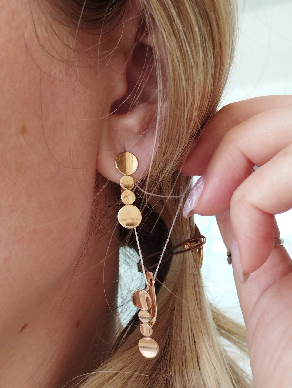 Золоті сережки без вставок - Зображення 4