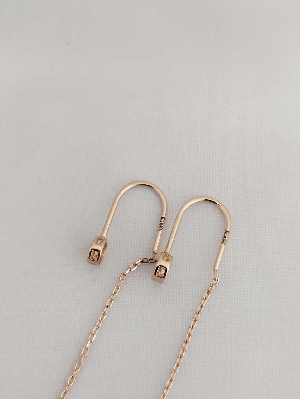 Золоті сережки протяжки з цирконієм - Зображення 4