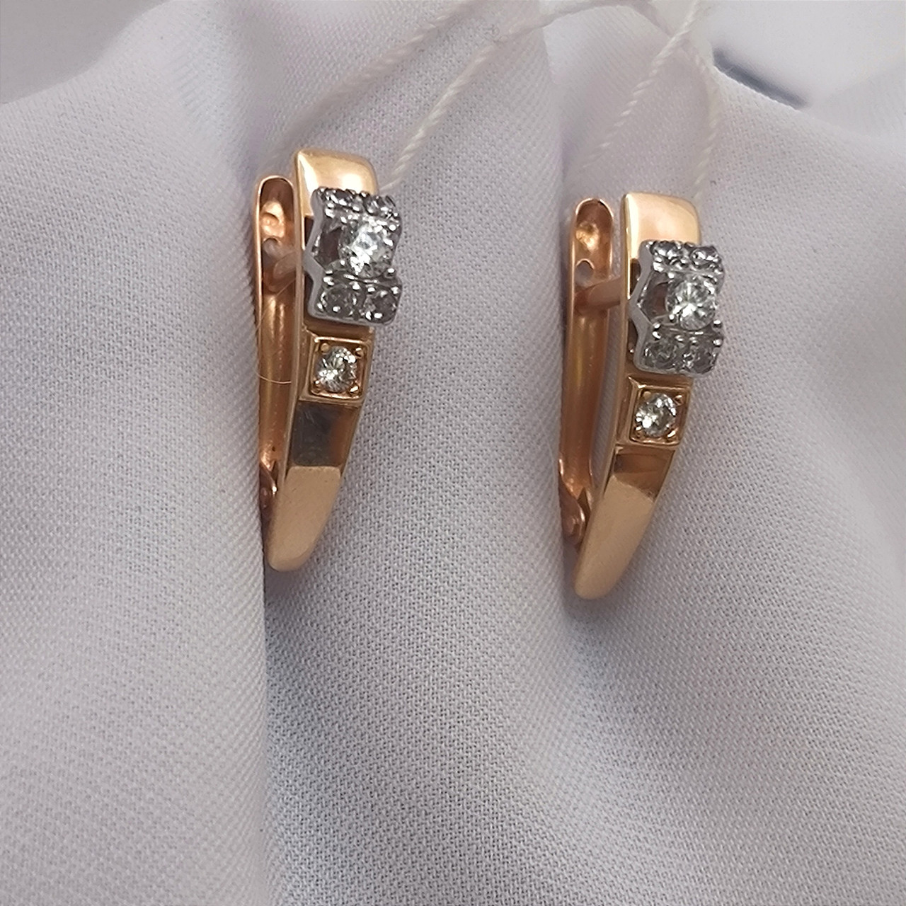 Золоті сережки з цирконієм - Зображення 3