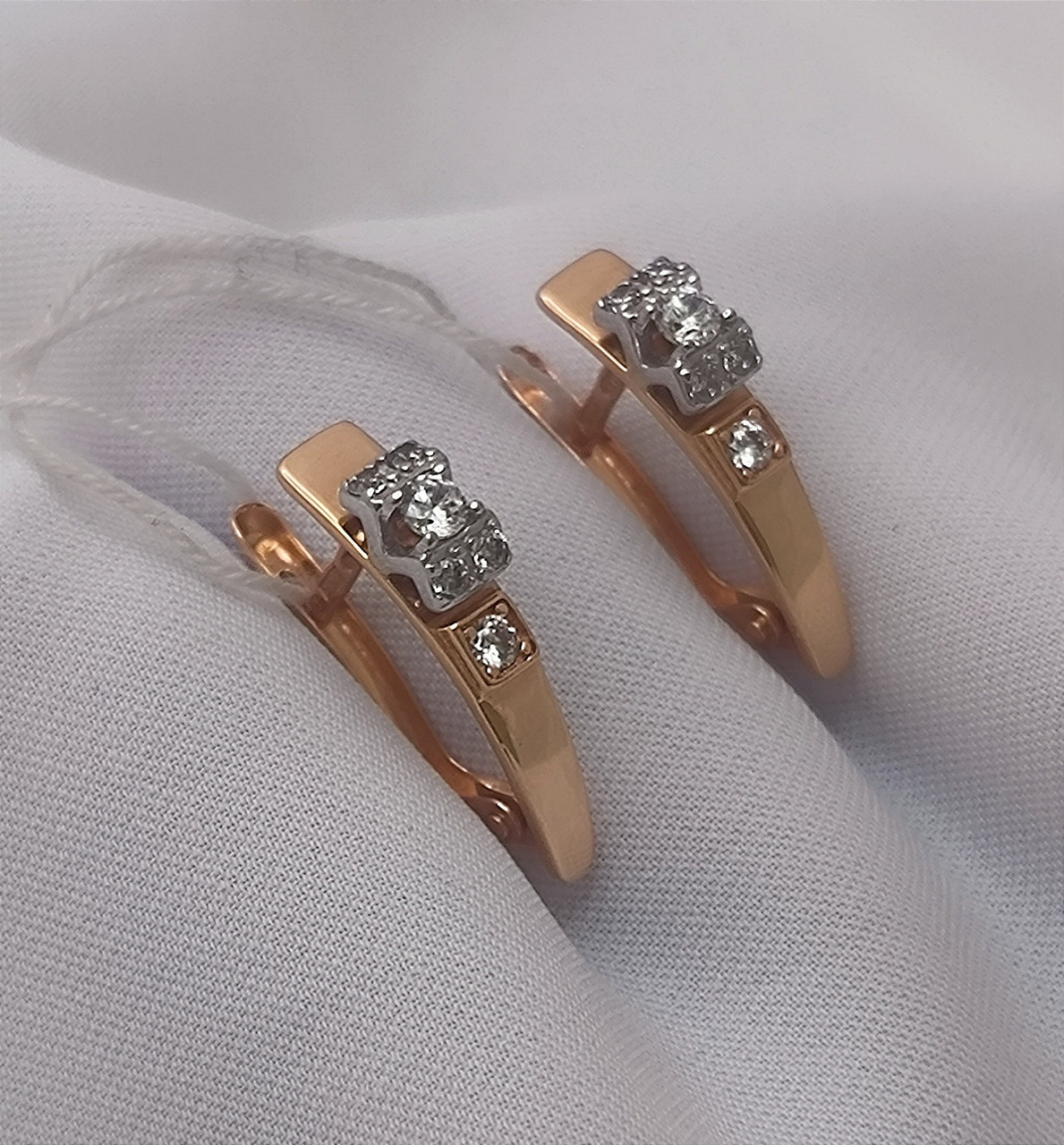 Золоті сережки з цирконієм - Зображення 5